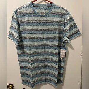 Flag & Anthem Men’s Striped Aqua Charcoal Multicolor T-Shirt Short Sleeve Medium